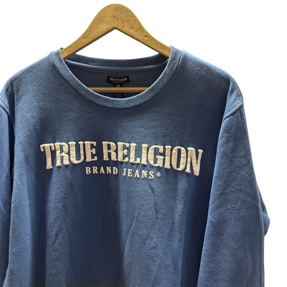 True Religion Federal Blue Ombre Pullover Sweatshirt Size L - Picture 3 of 7